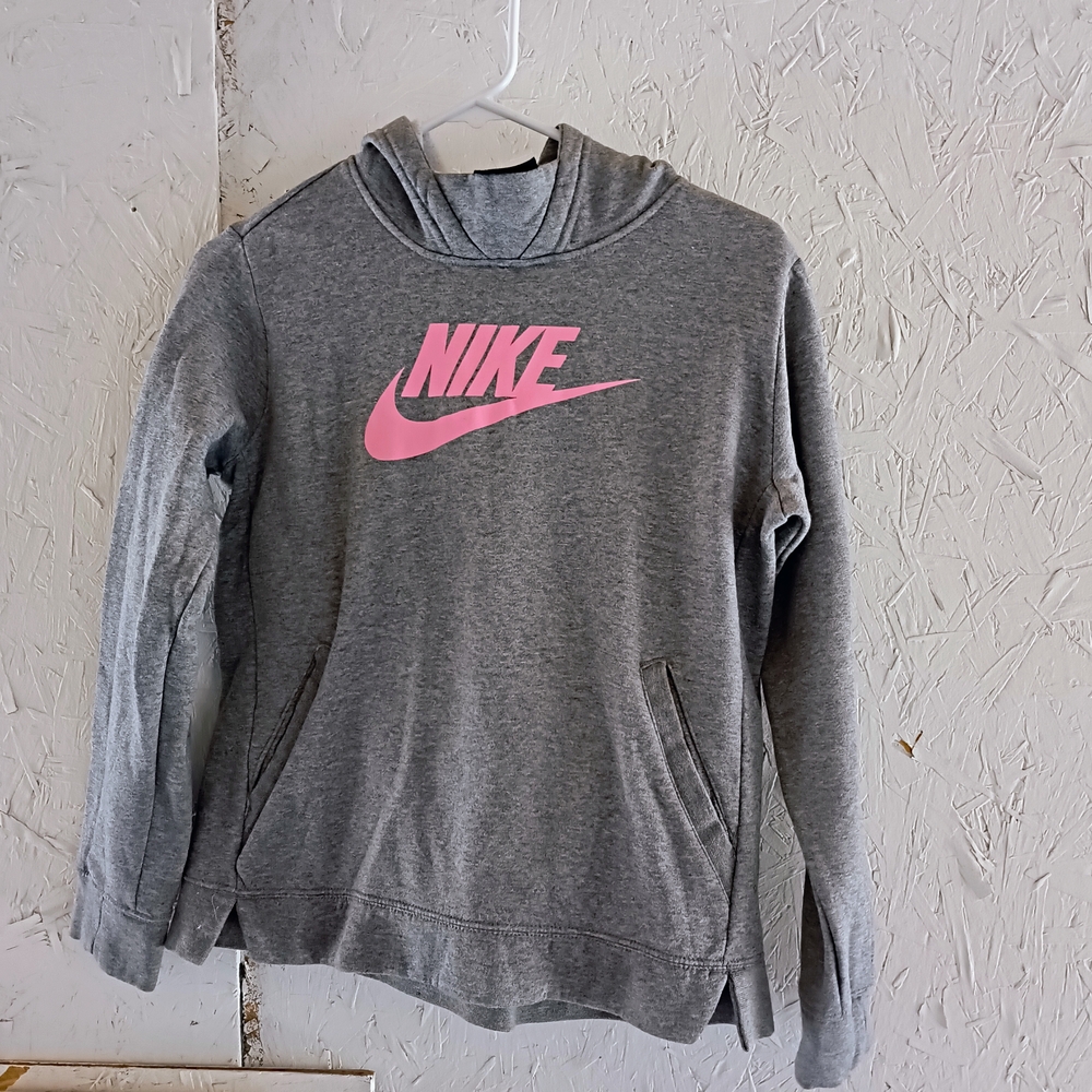Nike Gray and Pink Pullover Hoodie